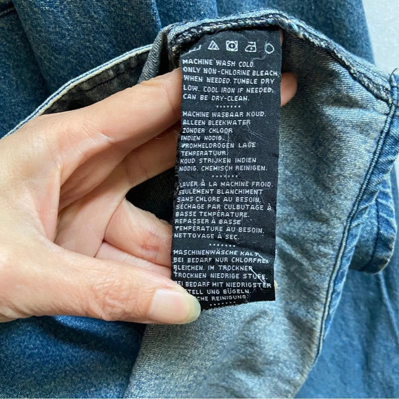 Harley Davidson Denim Long Sleeve Button Shirt 25”  PTP Sz XXL - Picture 8 of 10